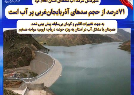 درصد از حجم سد‌های آذربایجان‌غربی پر آب است